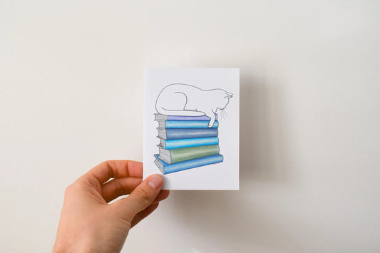 Cat Library - Greeting Card by 3 Legged Dog Ink - Maine Yarn & Fiber Supply