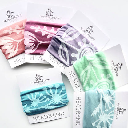 Folk Flower Headbands (White Ink) by Windsparrow Studio