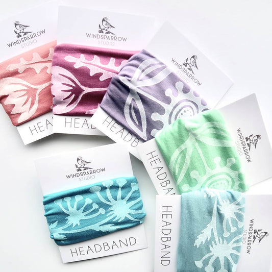 Folk Flower Headbands (White Ink) by Windsparrow Studio