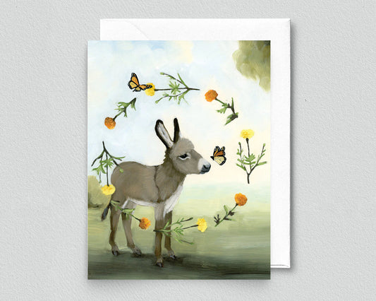 Farm Sweet Farm Donkey Greeting Card (blank inside) by Kim Ferreira (Joie de Vivre)