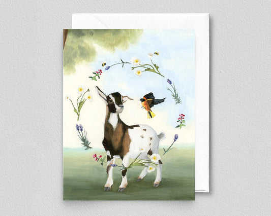 Farm Sweet Farm Goat Greeting Card (blank inside) by Kim Ferreira (Joie de Vivre)