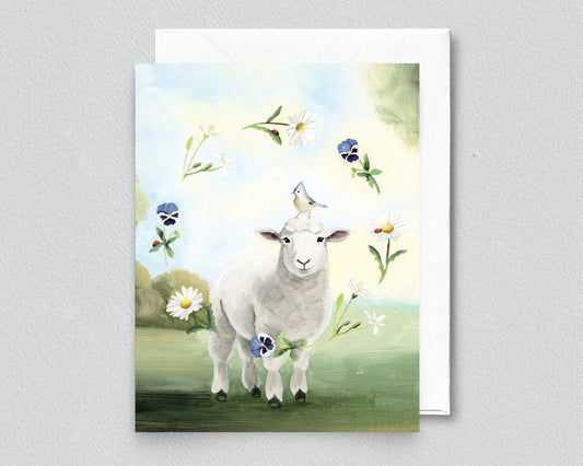 Farm Sweet Farm Sheep Greeting Card (blank inside) by Kim Ferreira (Joie de Vivre)