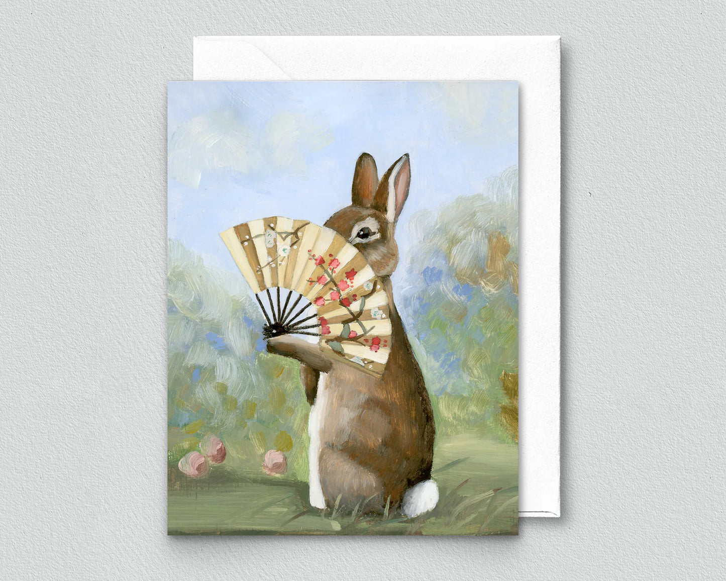 Rabbit Feeling Shy Greeting Card (blank inside) by Kim Ferreira (Joie de Vivre)