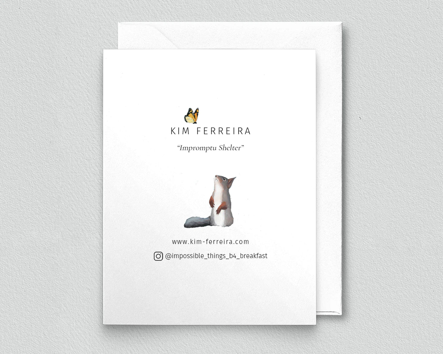 Raccoon with Umbrella Greeting Card (blank inside) by Kim Ferreira (Joie de Vivre)