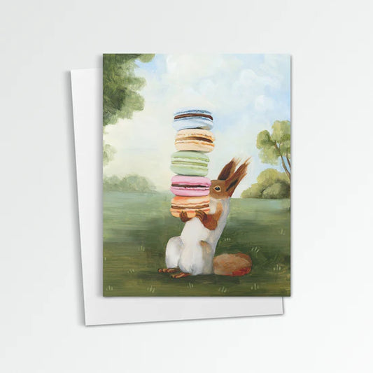 Squirrel with Macaroons Greeting Card (blank inside) by Kim Ferreira (Joie de Vivre)