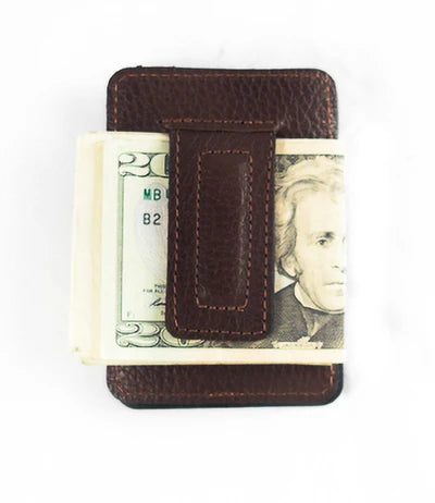 Brown Leather Money Clip by Rogue Industries - Maine Yarn & Fiber Supply