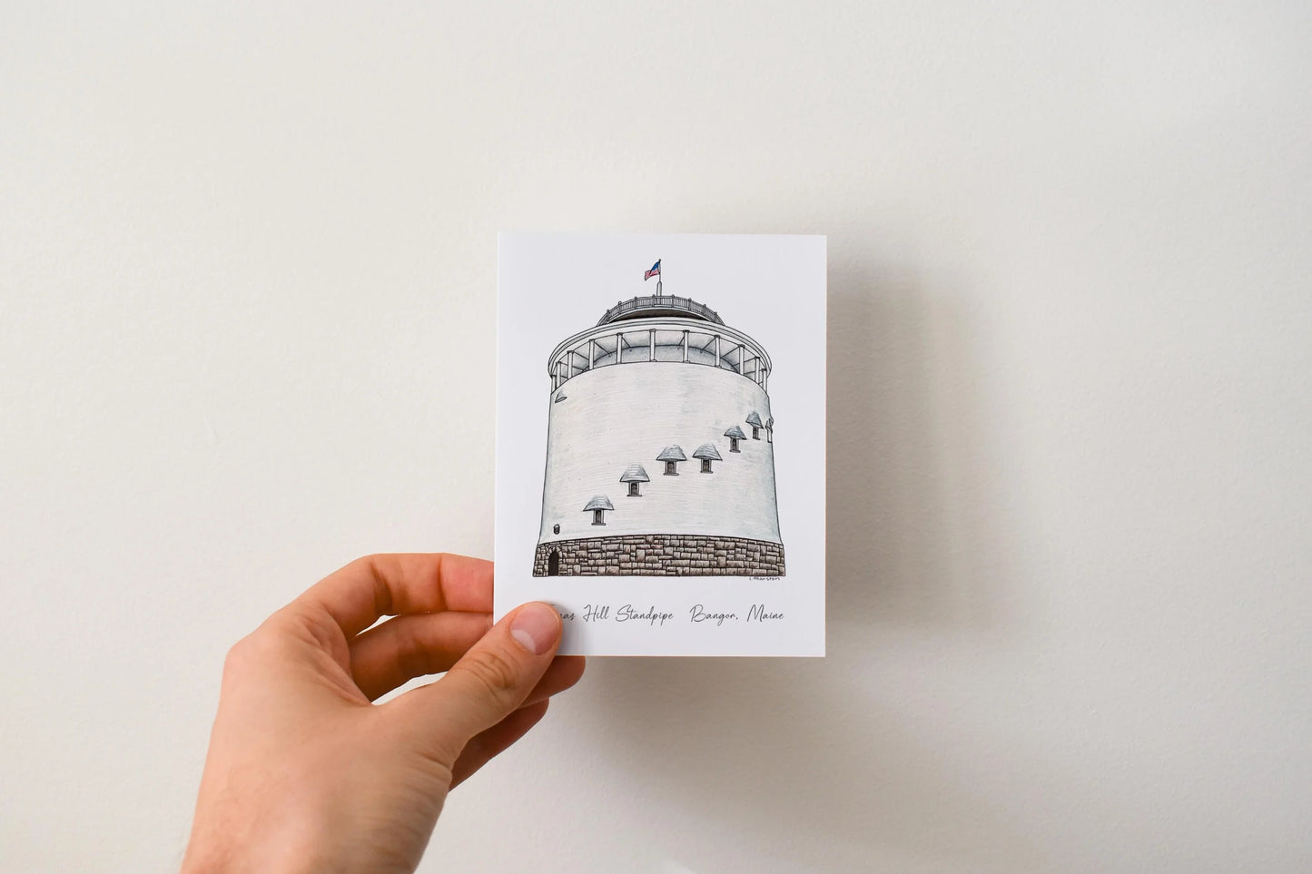Thomas Hill Standpipe Bangor, ME - Greeting Card by 3 Legged Dog Ink