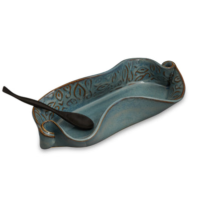 Asparagus Dish with Rosewood Spoon from Hilborn Pottery Design