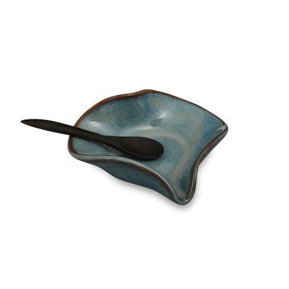 Heart Dish with Tiny Spoon from Hilborn Pottery Design - Maine Yarn & Fiber Supply