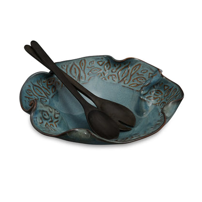 In Between Bowl with Servers from Hilborn Pottery Design - Maine Yarn & Fiber Supply