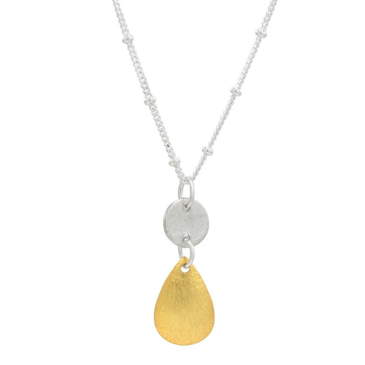 Two Tone Oval Sterling Silver and Gold Vermeil Pear Necklace by Sonoma Art Works