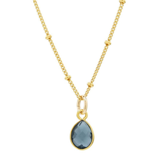 London Blue Quartz Pear Bezel Drop Gold Vermeil Necklace by Sonoma Art Works
