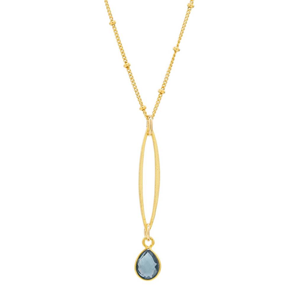 Marquise London Blue Quartz Drop Gold Vermeil Necklace by Sonoma Art Works