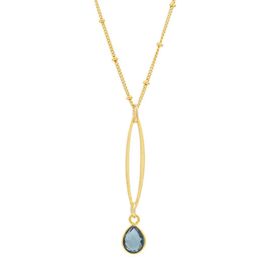 Marquise London Blue Quartz Drop Gold Vermeil Necklace by Sonoma Art Works