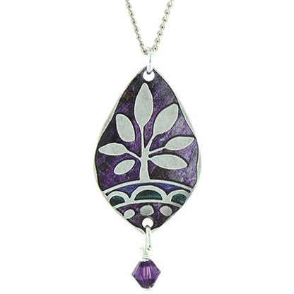 Tree on a Hill Purple Earrings and Necklace by Earth Dreams Jewelry - Maine Yarn & Fiber Supply