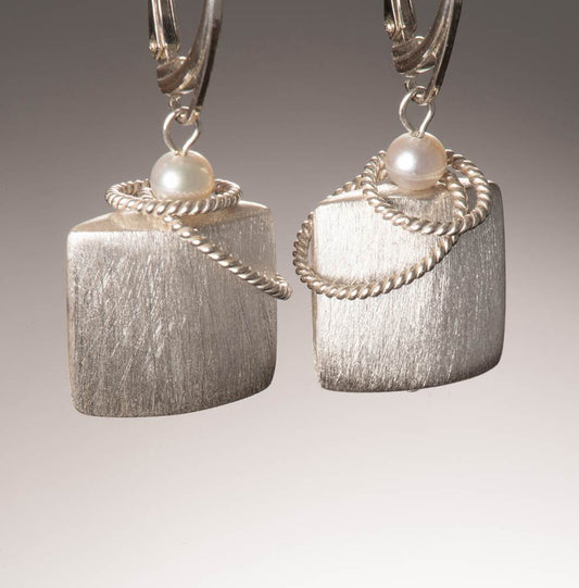 13 Twist Sterling Silver and Pearl Earrings by Naomi Jewelry