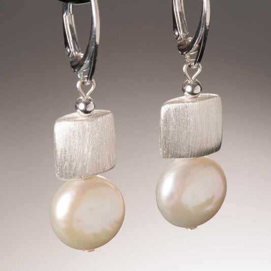 Streamline 9 Coin Freshwater Pearl Earrings by Naomi Jewelry