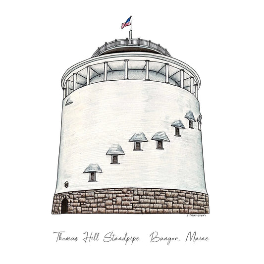 Thomas Hill Standpipe Bangor, ME - Greeting Card by 3 Legged Dog Ink