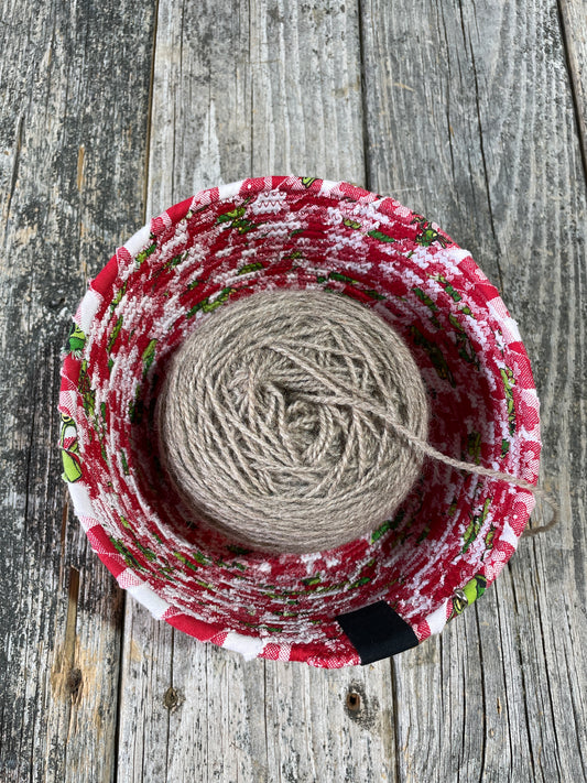 Red & Green 2 - Handmade Fabric/Rope Project Bowls by TkPomroy/The Wooly Ghost