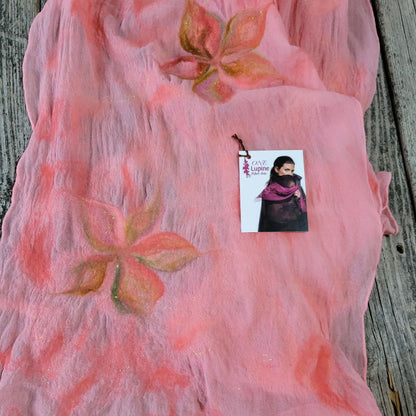 Coral Multi - Felted Wool/Silk Wrap by One Lupine Fiber Arts