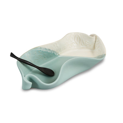 Asparagus Dish with Rosewood Spoon from Hilborn Pottery Design