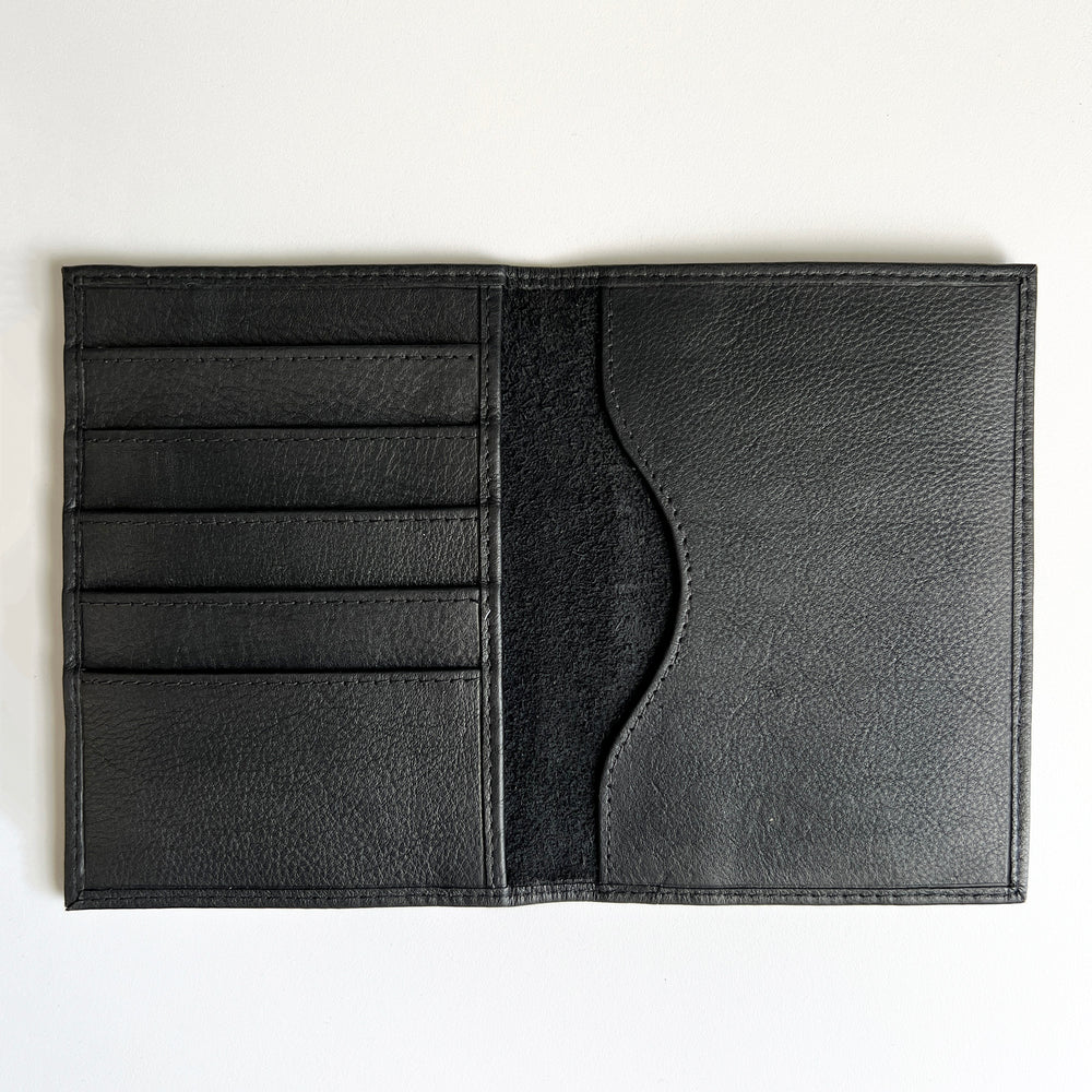 Black Leather Passport Holder with RFID Protection by Rogue Industries