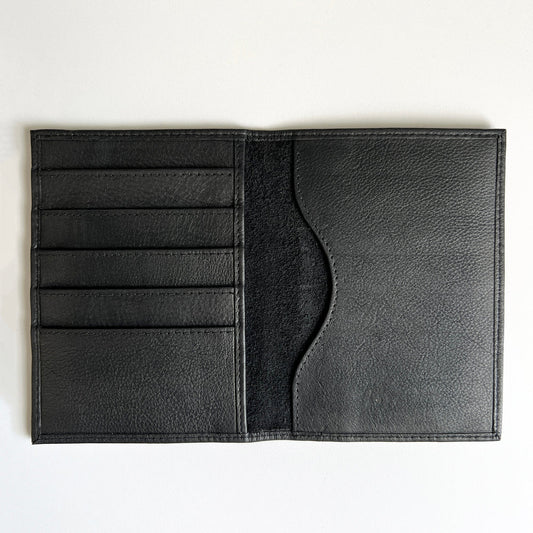 Black Leather Passport Holder with RFID Protection by Rogue Industries