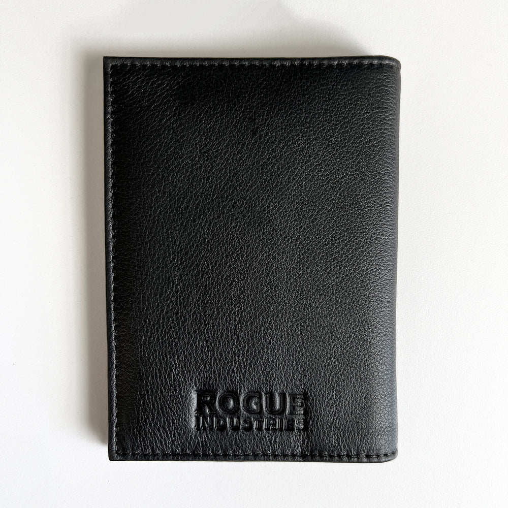 Black Leather Passport Holder with RFID Protection by Rogue Industries