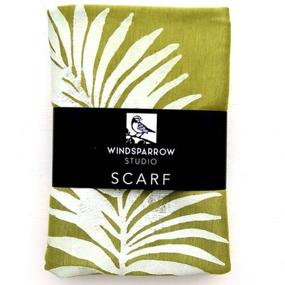 Palm Leaf Scarf (White Ink) by Windsparrow Studio