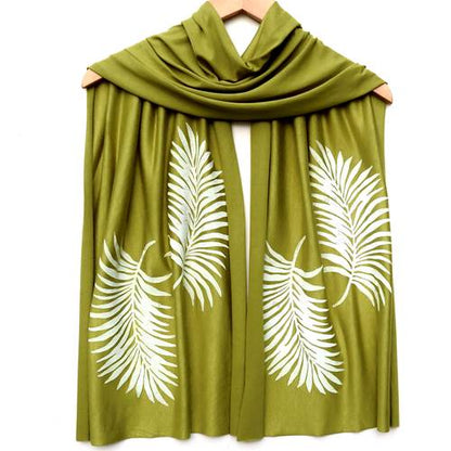 Palm Leaf Scarf (White Ink) by Windsparrow Studio