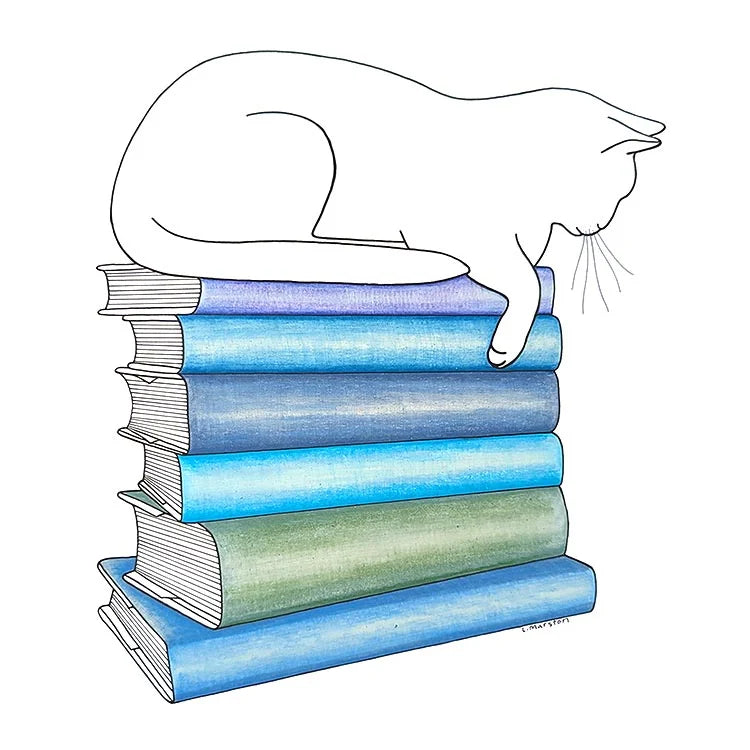 Cat Library - Greeting Card by 3 Legged Dog Ink - Maine Yarn & Fiber Supply