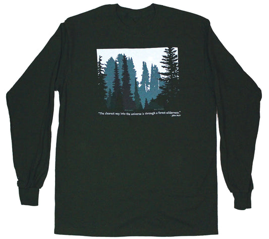 Forest Wilderness Long Sleeve Unisex Adult T-Shirt in Green by Liberty Graphics