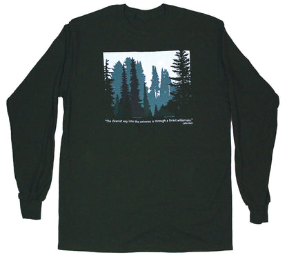Forest Wilderness Long Sleeve Unisex Adult T-Shirt in Green by Liberty Graphics