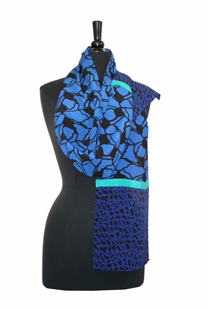Spiro Crepe Silk Scarf in Cobalt from Painted Silks by Kavita