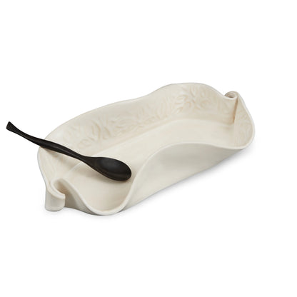 Asparagus Dish with Rosewood Spoon from Hilborn Pottery Design