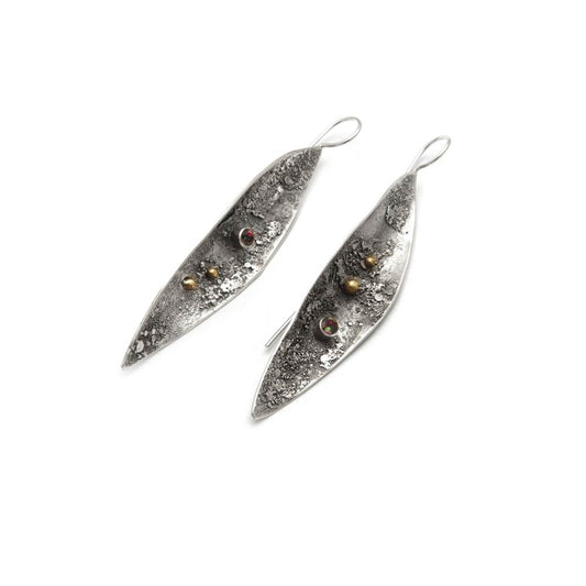 Reticulated Leaf with Stone Earrings by Tamara Kelly Designs
