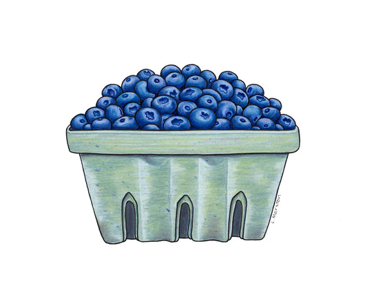 Blueberry Quart - Greeting Card by 3 Legged Dog Ink - Maine Yarn & Fiber Supply