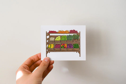 Farmstand - Greeting Card by 3 Legged Dog Ink - Maine Yarn & Fiber Supply