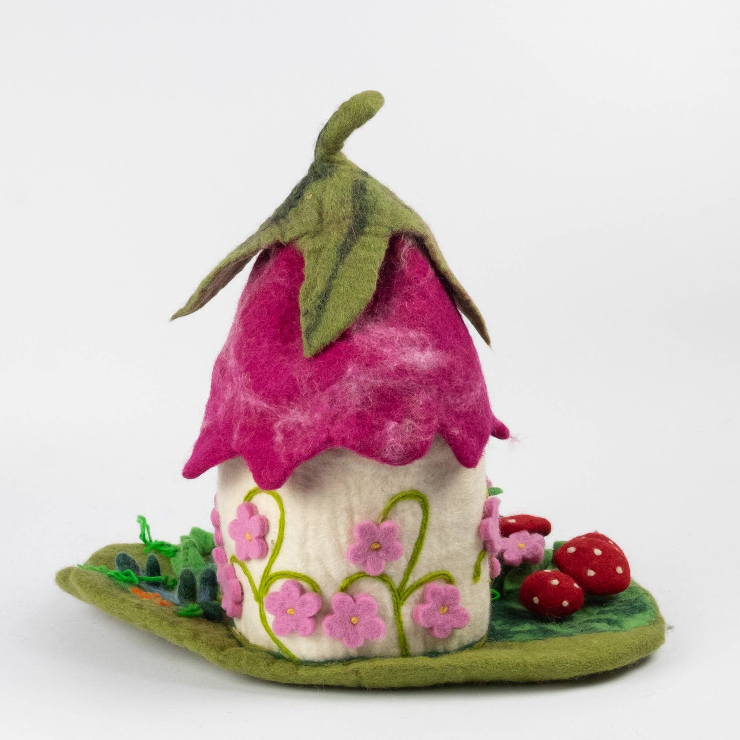 Felt Pink Fairy Cottage Playset For Finger Puppets by The Winding Road