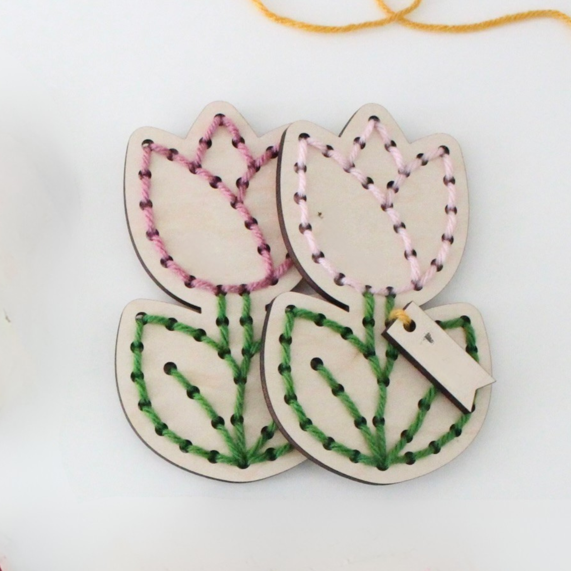 Kids Yarn Sunflower Flower Wooden Embroidery DIY Kit by The HNB House - Maine Yarn & Fiber Supply