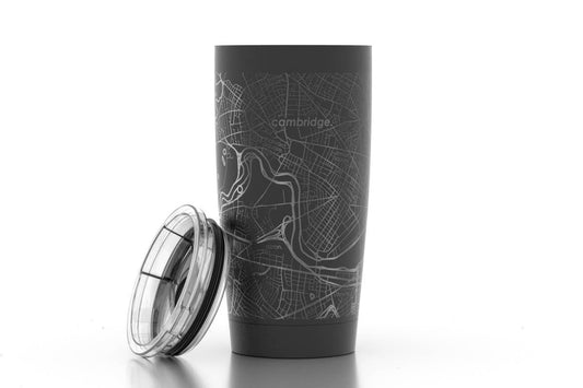 Bangor, ME Map - 20oz Insulated Travel Tumbler in Black by Well Told