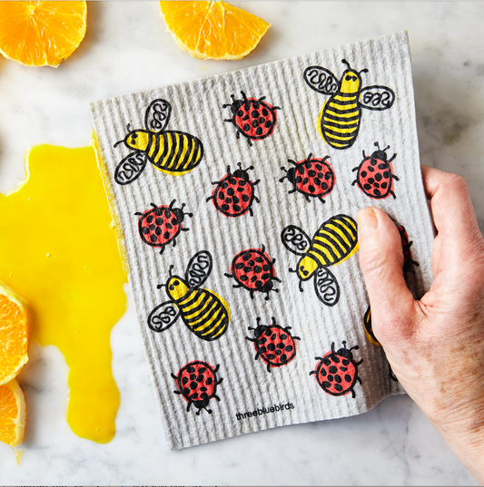 Bees and Bugs - Swedish Dishcloths by Three Blue Birds - Maine Yarn & Fiber Supply