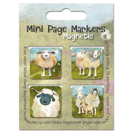 Felted Sheep Set of 4 Mini Magnetic Page Markers from Emma Ball Ltd