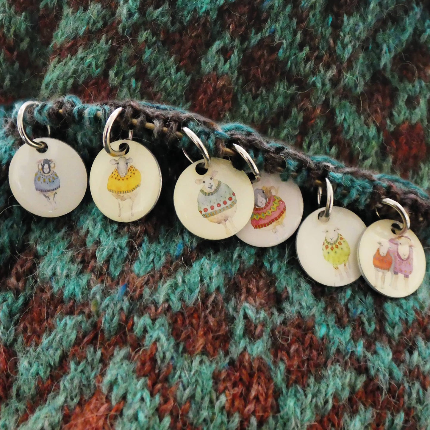 Sheep In Sweaters II Stitch Markers In A Pocket Tin from Emma Ball Ltd