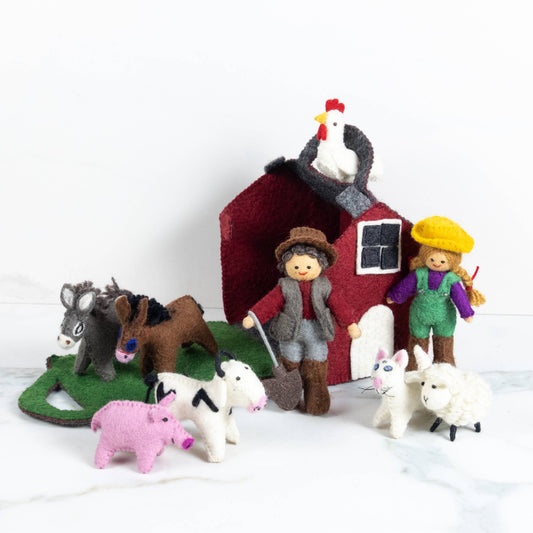 Red Barn Farmhouse Set with Dolls from The Winding Road