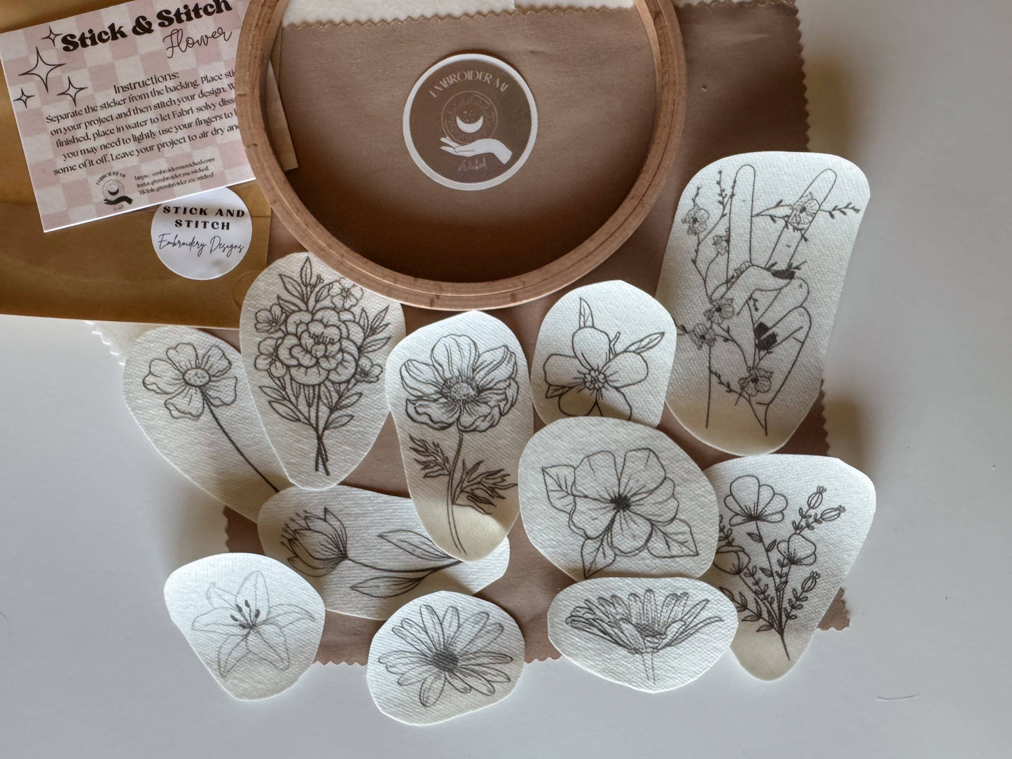 Flower Stick & Stitch Pack by Embroider Me Wicked