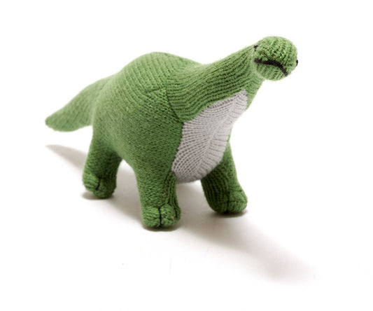 Knitted Green Titanosaur Dinosaur Plush Baby Rattle by Best Years