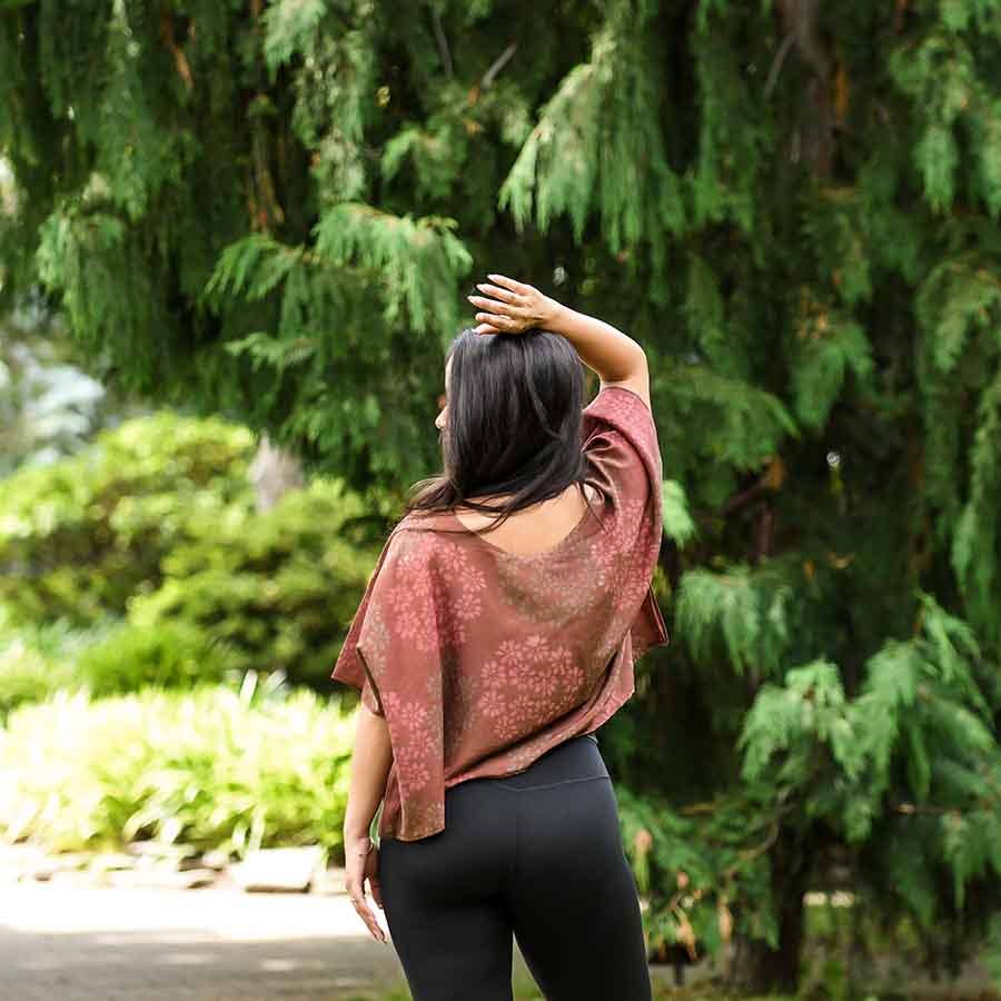 Autumn Breeze Block Printed Cotton Silk Croptop by Ichcha - Maine Yarn & Fiber Supply