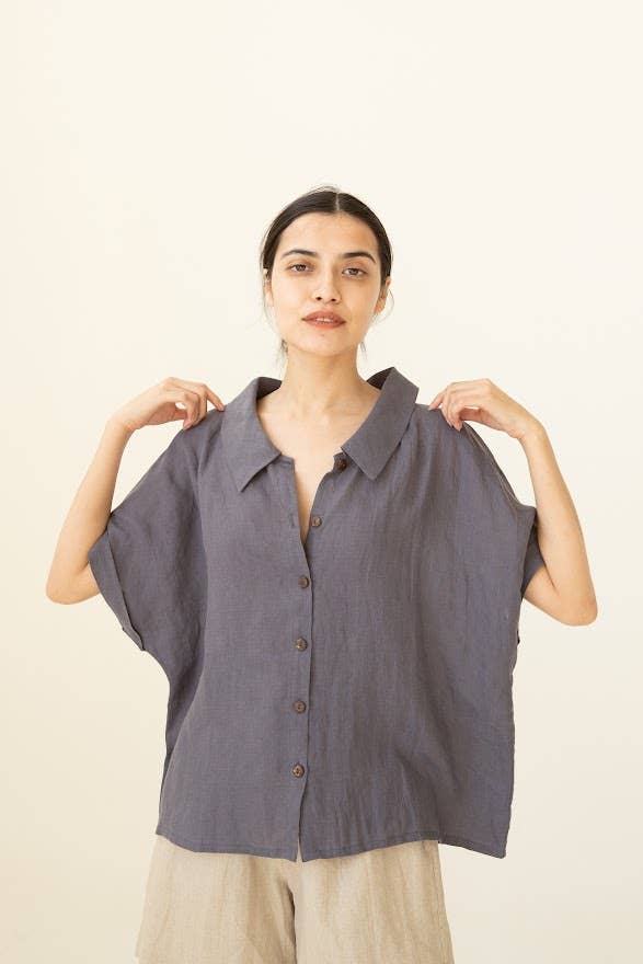 Linen Short Sleeve Shirt Naomi from VIKOLINO