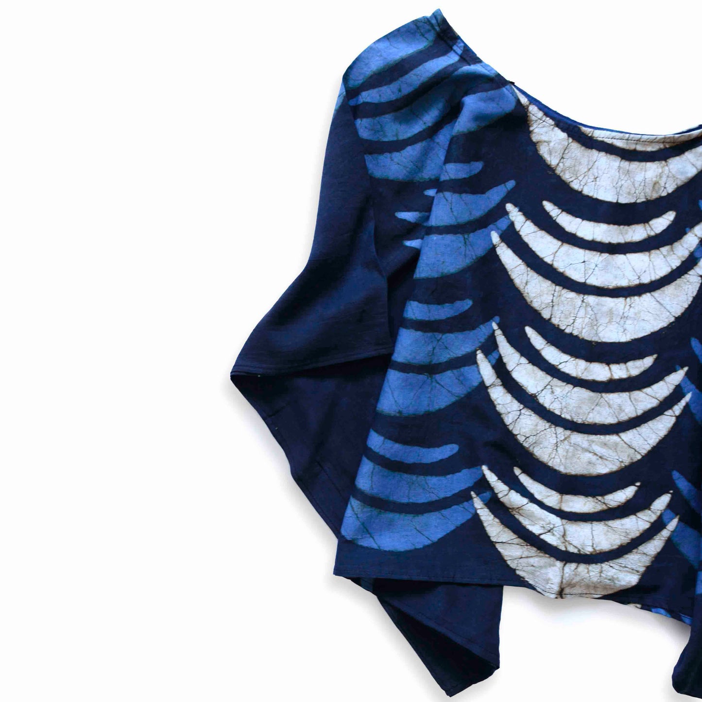 Crescent Block Printed Cotton Silk Croptop by Ichcha - Maine Yarn & Fiber Supply